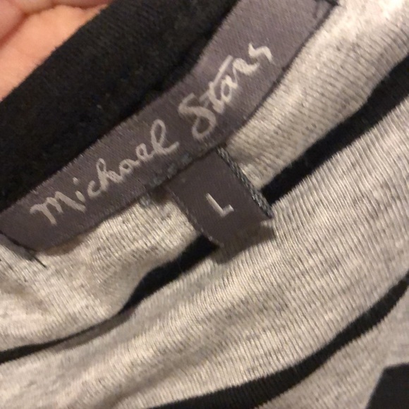 Michael Stars Delaney Surplice Casual Striped Maxi Dress Black Grey L - Picture 3 of 4